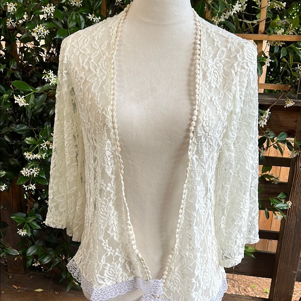 Anthropologie brand Cream Lace Women Cardigan